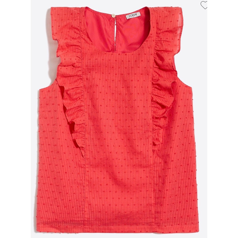 J.Crew Ruffle Swiss Dot Sleeveless Top Coral Pink J0872 Womens Size 6 NWT